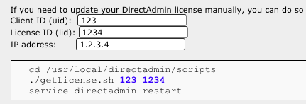 Cómo renovar la licencia de DirectAdmin de forma manual