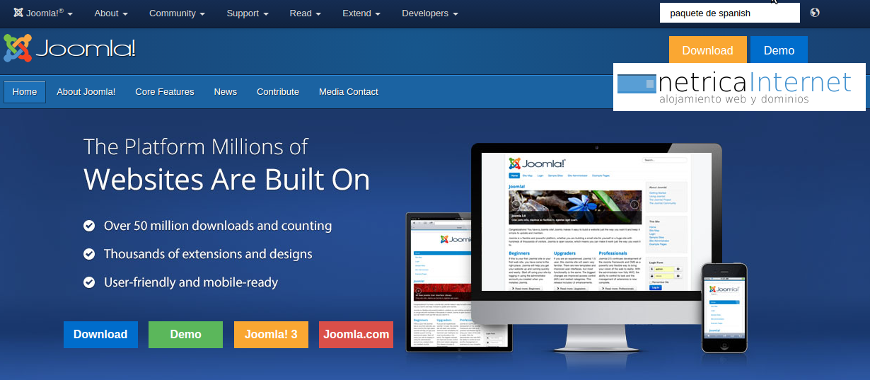 Cambiar paquete idioma joomla imágen 1