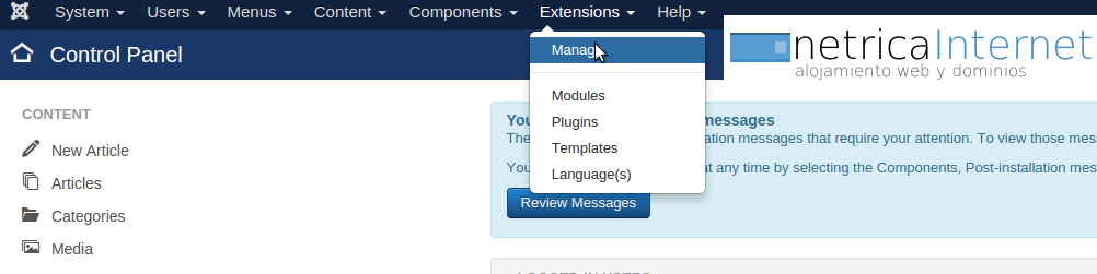 Cambiar paquete idioma joomla imágen 6