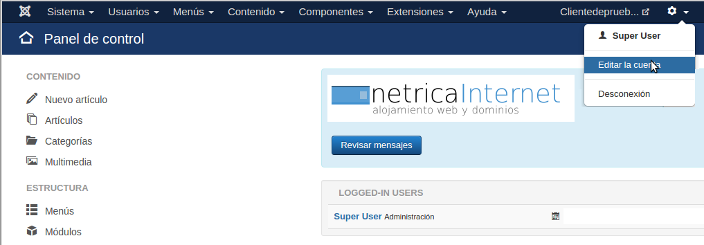 Configuraciones básicas joomla imagen 1