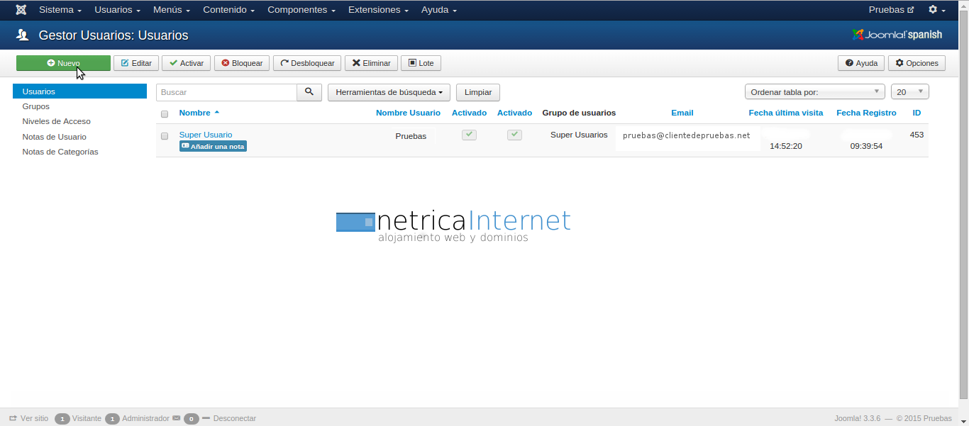 Crear un nuevo usuario en joomla imágen 2