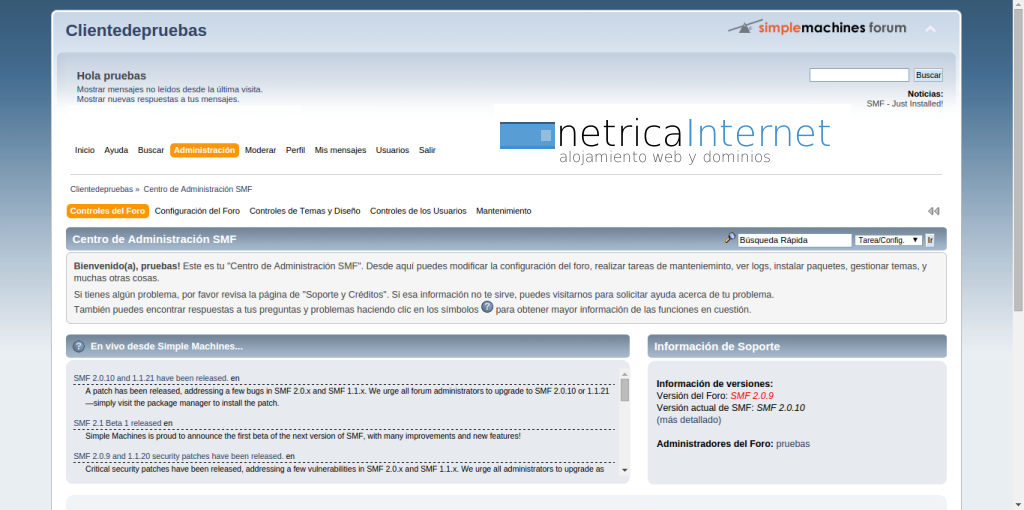 Iniciar sesión cómo administrador en smf imagen 2