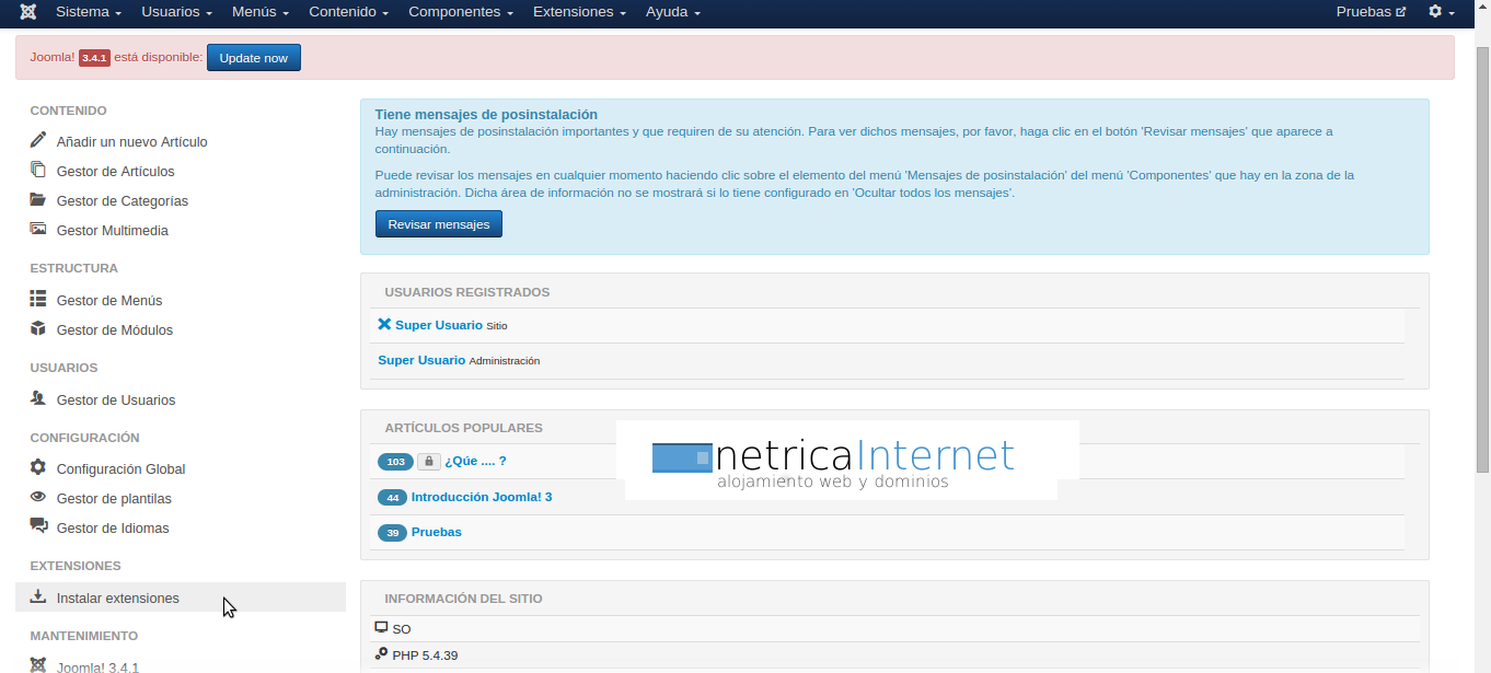 Instalar nueva plantilla en joomla imágen 1