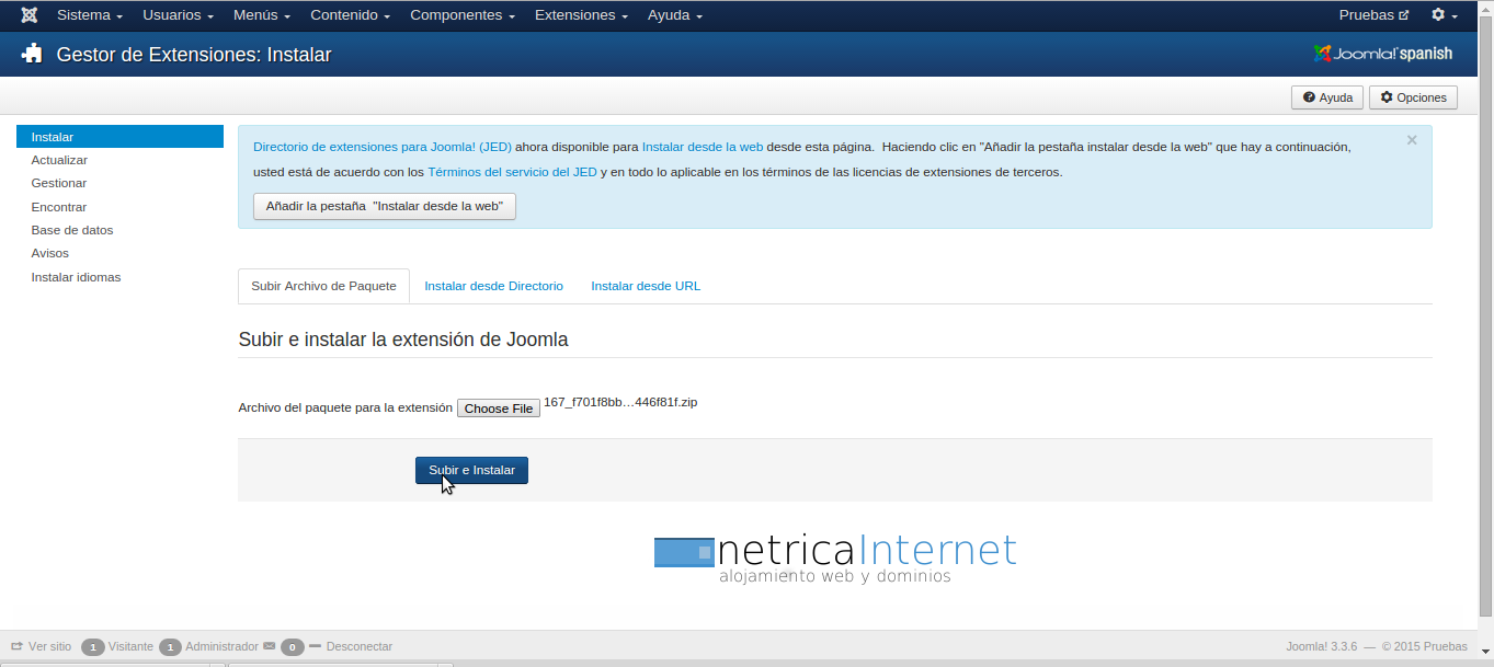 Instalar nueva plantilla en joomla imágen 2