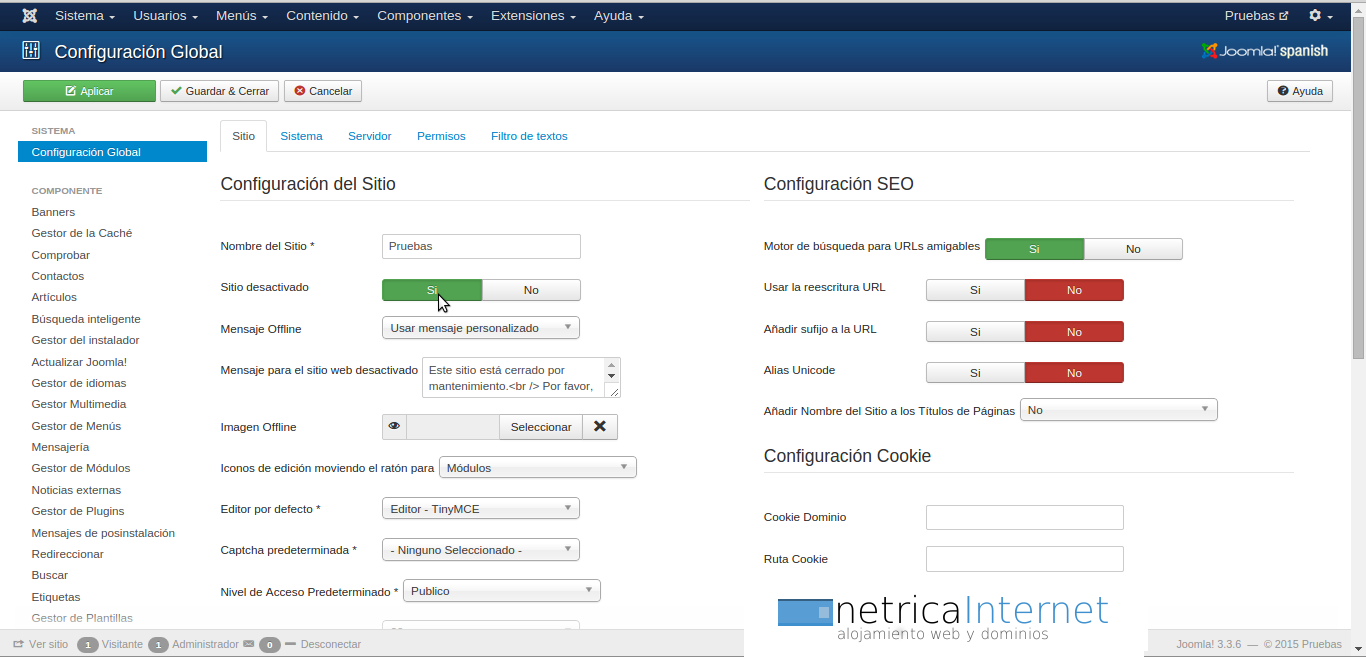Mantenimiento joomla imágen 2