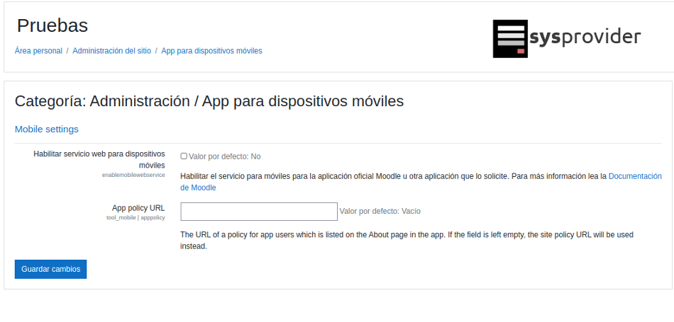 Mobile settings
