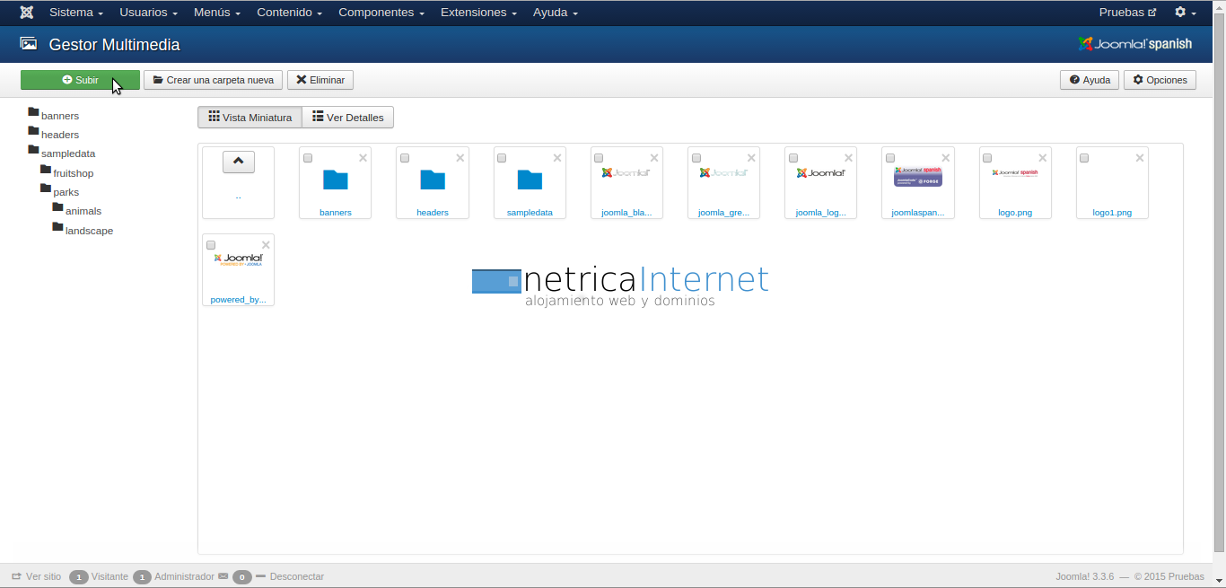 Subir diapositivas al panel de control en joomla imágen 2