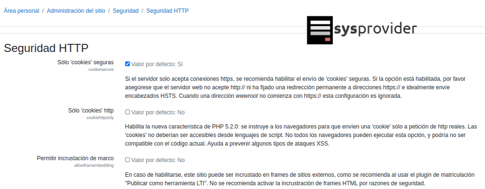 activar la seguridad HTTP