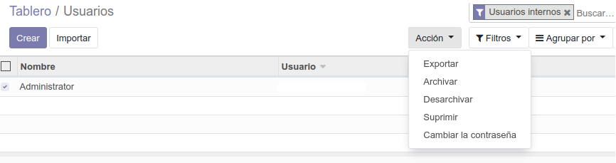  Cómo modificar la contraseña de un usuario en Odoo