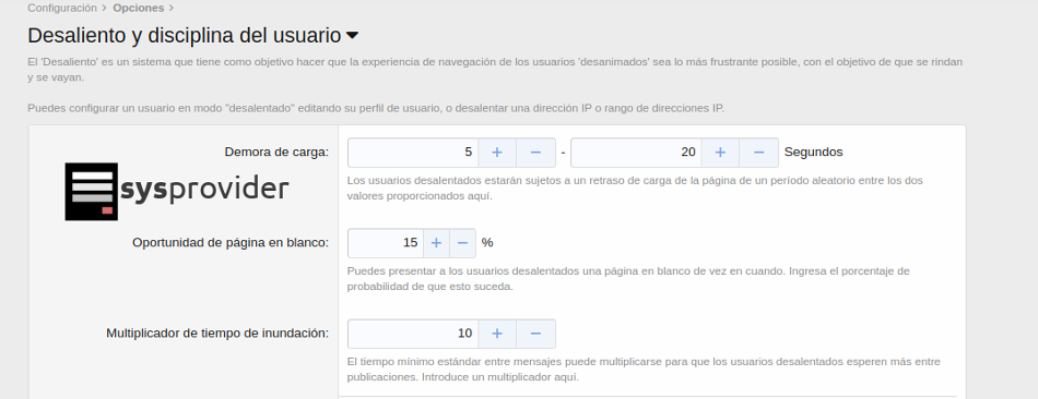 desaliento y disciplina del usuario