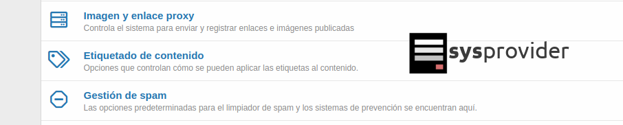 opciones de Etiquetado de contenido 