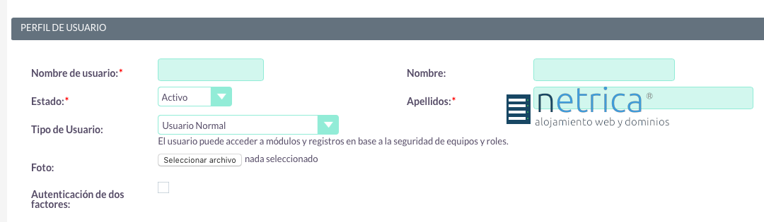 Crear un nuevo usuario en SuiteCRM