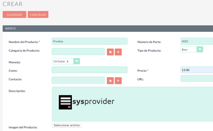Cómo crear un nuevo producto o servicio en SuiteCRM