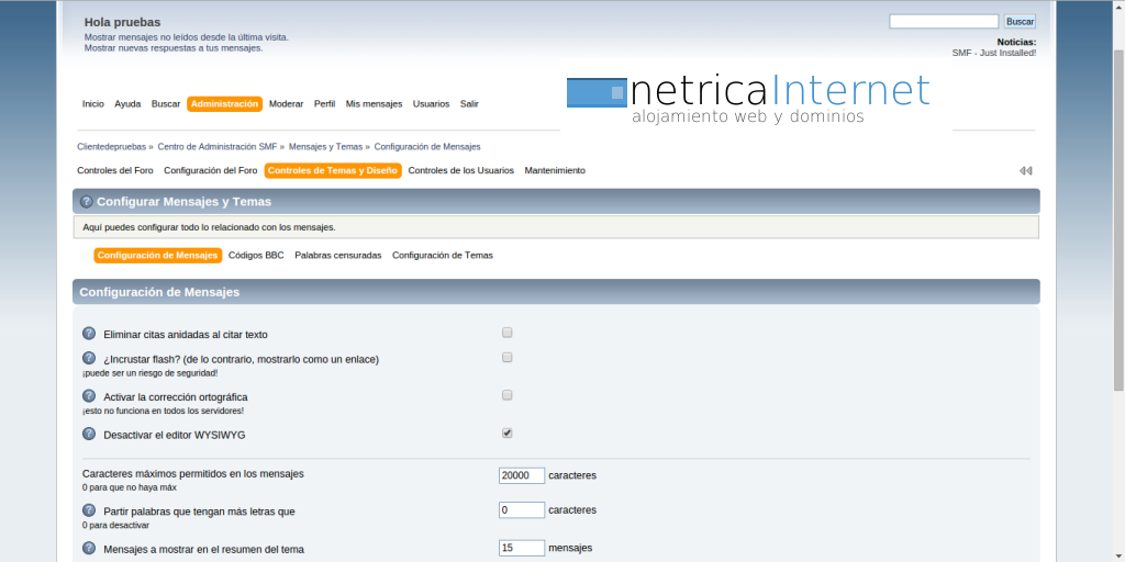 desactivar editor wysuwig y codigo bbc en smf imagen 1