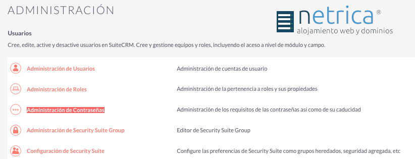 Habilitar la opción "He olvidado mi contraseña" en SuiteCRM