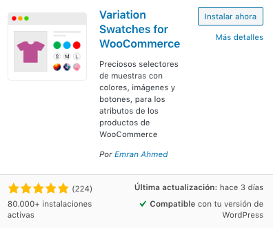 Mejorar el estilo de las opciones variables de WooCommerce