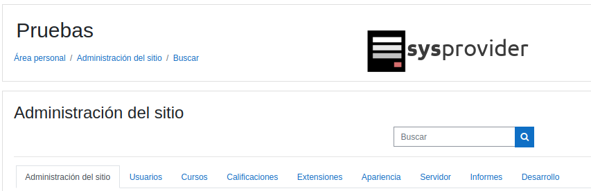 ajustes de la página principal