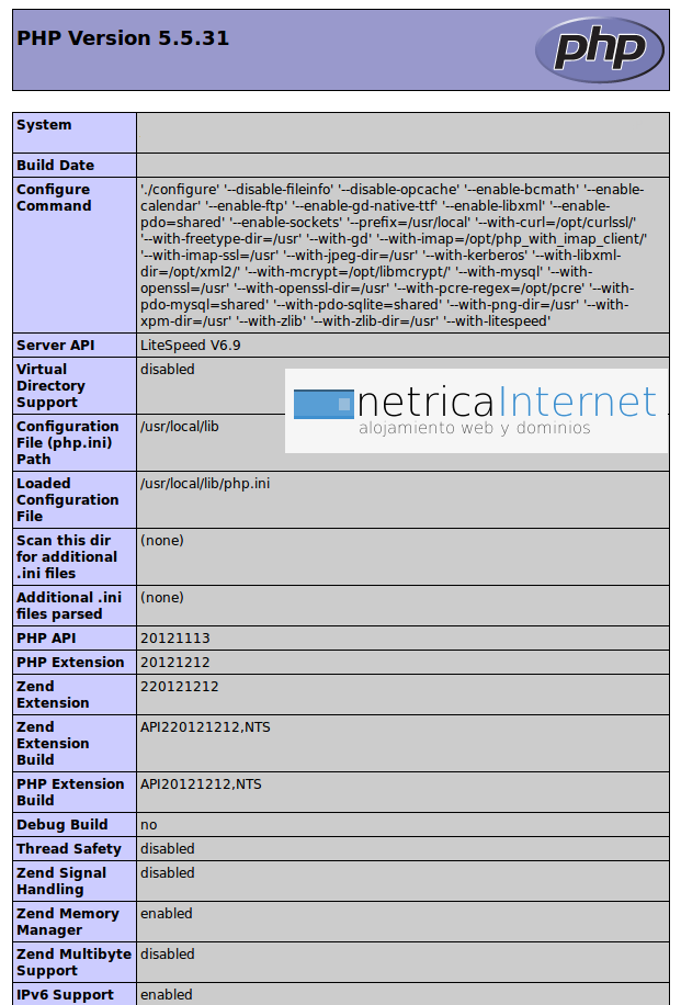 phpinfo