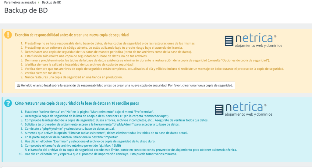 Guías PrestaShop: ¿cómo generar un backup de tu base de datos MySQL en ...