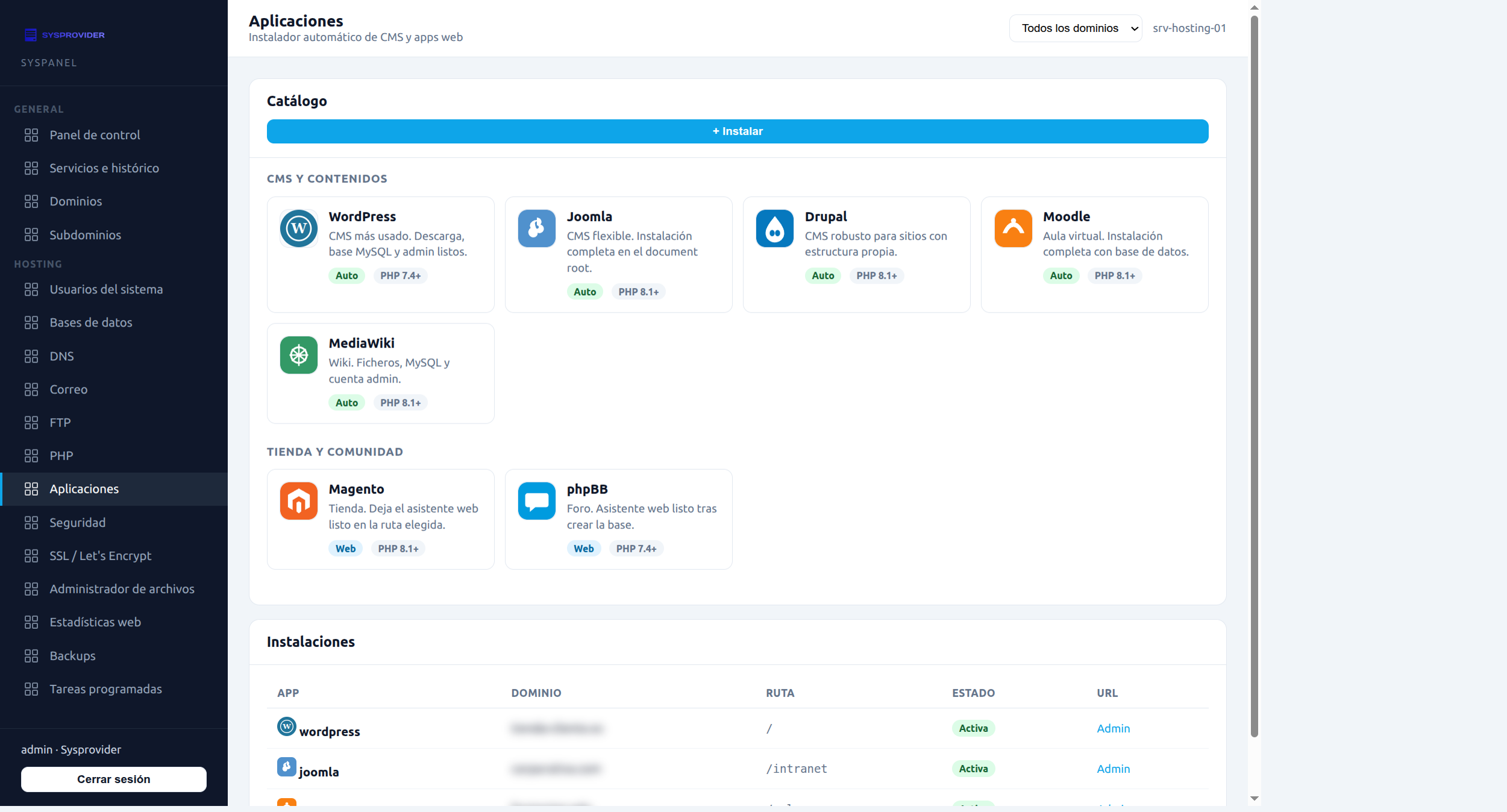 Syspanel: instalador de aplicaciones