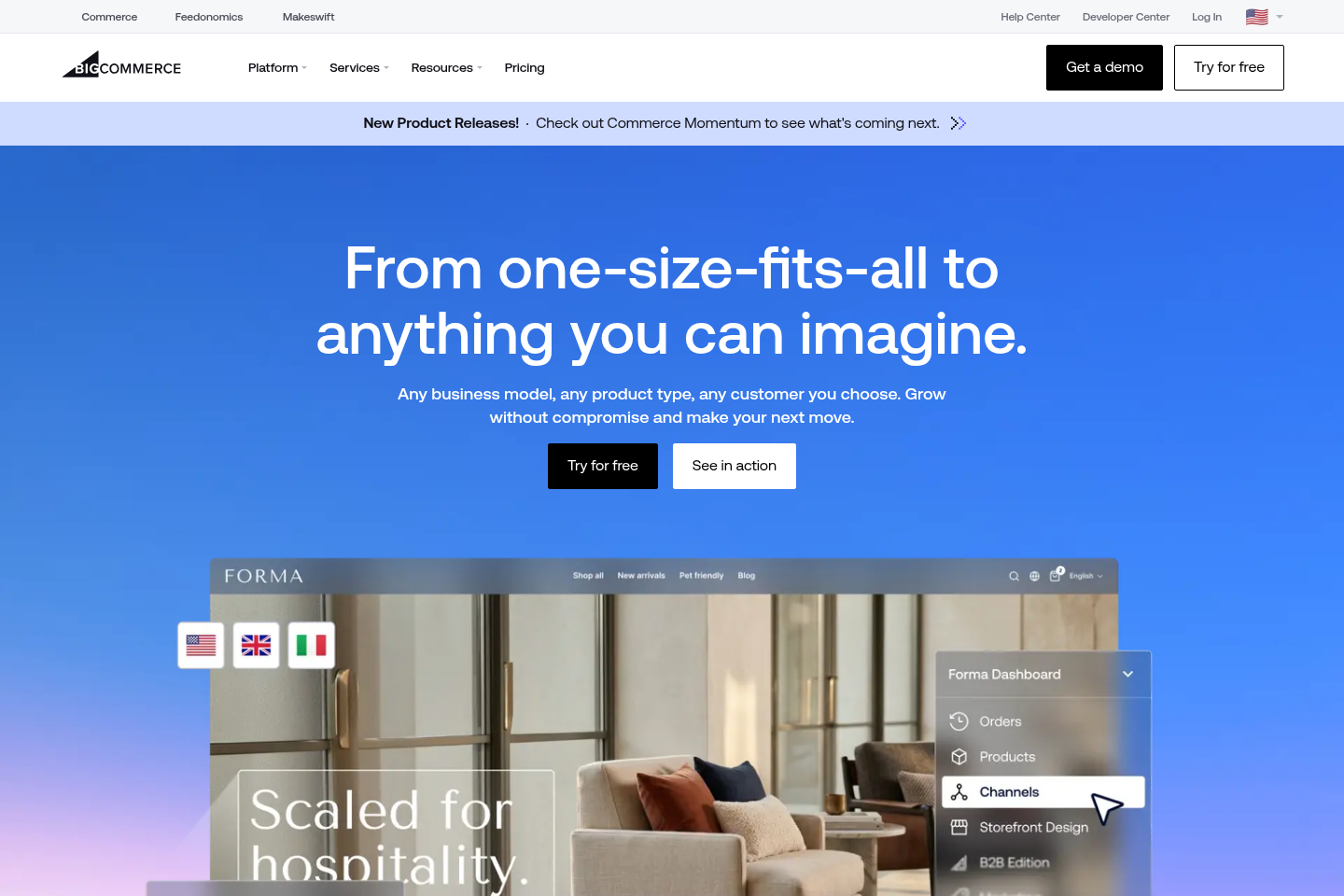 Pagina principal de BigCommerce