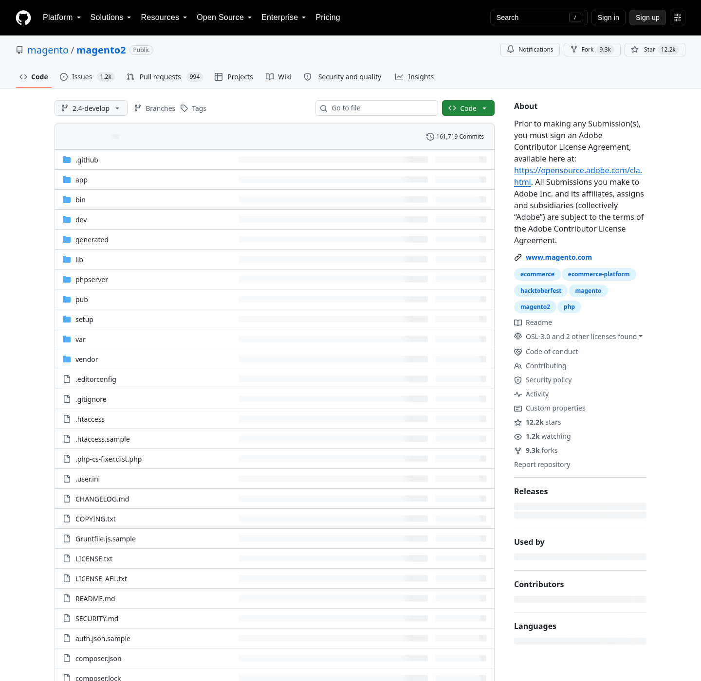 Repositorio oficial de Magento Open Source en GitHub