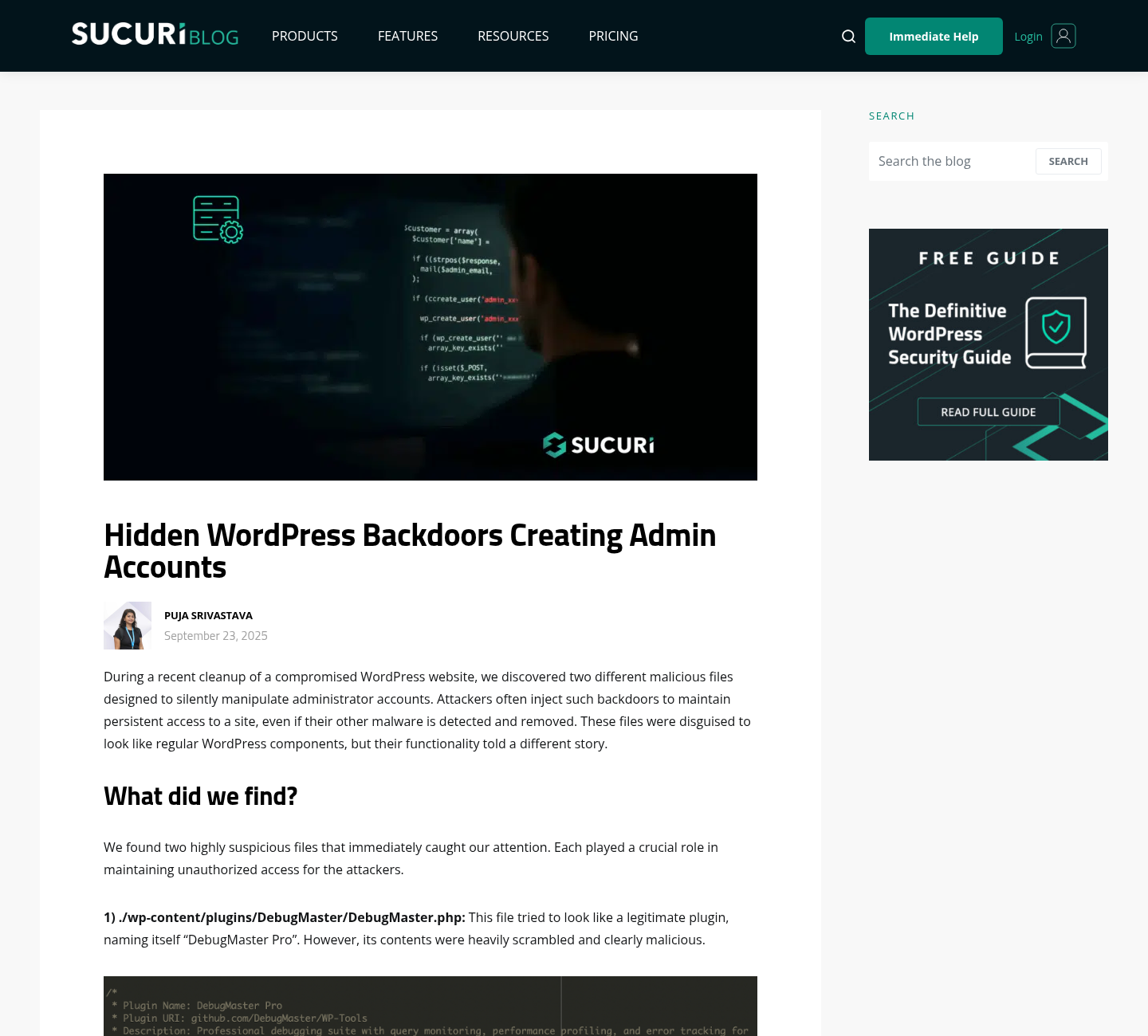 Analisis de backdoors que crean administradores ocultos en WordPress